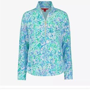 Lilly Pulitzer Pullover Sz XS UPF 50 Surf Blue Soleil It On Me Pullover Golf NWT